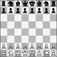 échiquier avec les pièces en position de départ