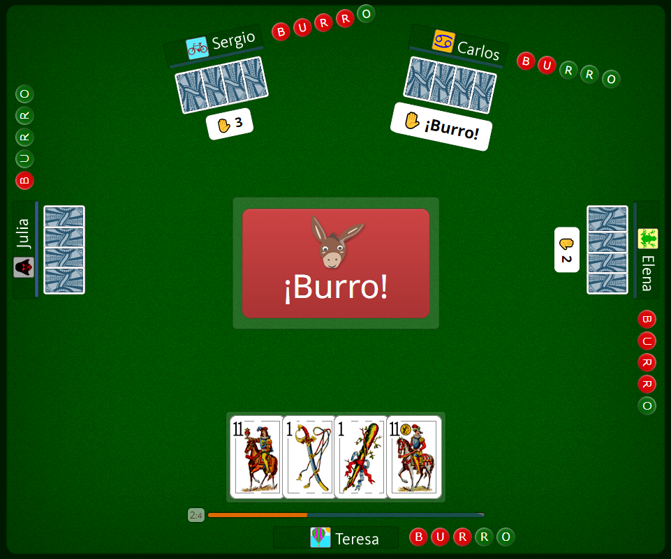 Como se juega al burro con cartas españolas