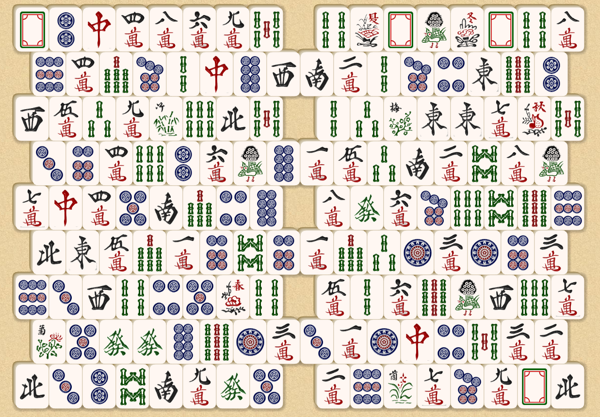 Conjunto de mahjong solitaire tile vetor clássico chinês