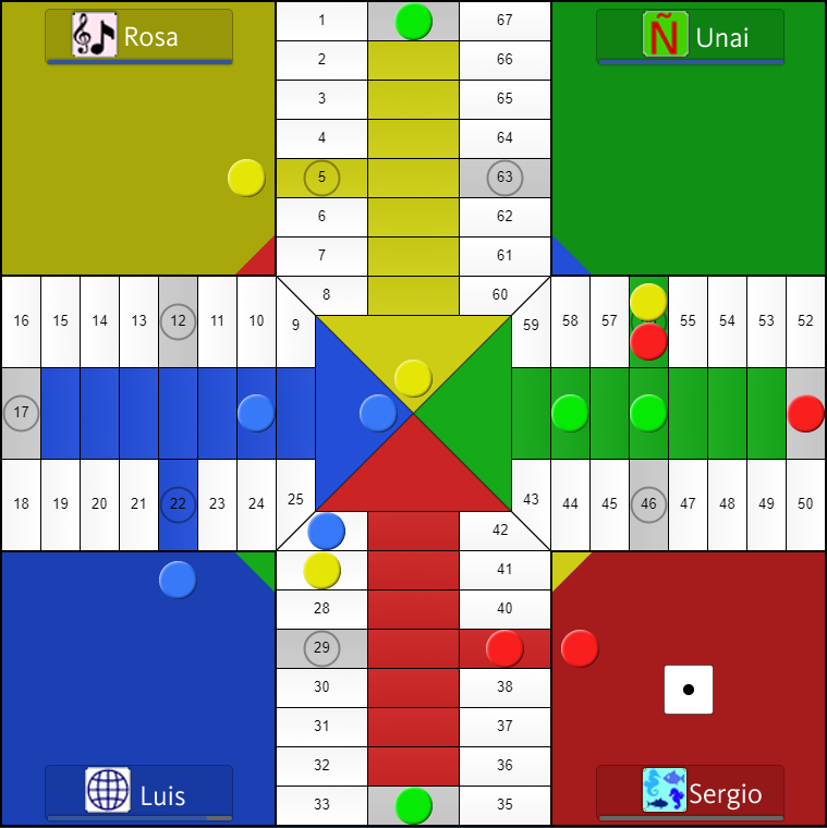 fichas parchis y dado verde Stock Photo